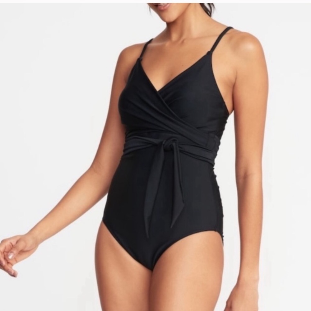 One piece tie waist swimsuit